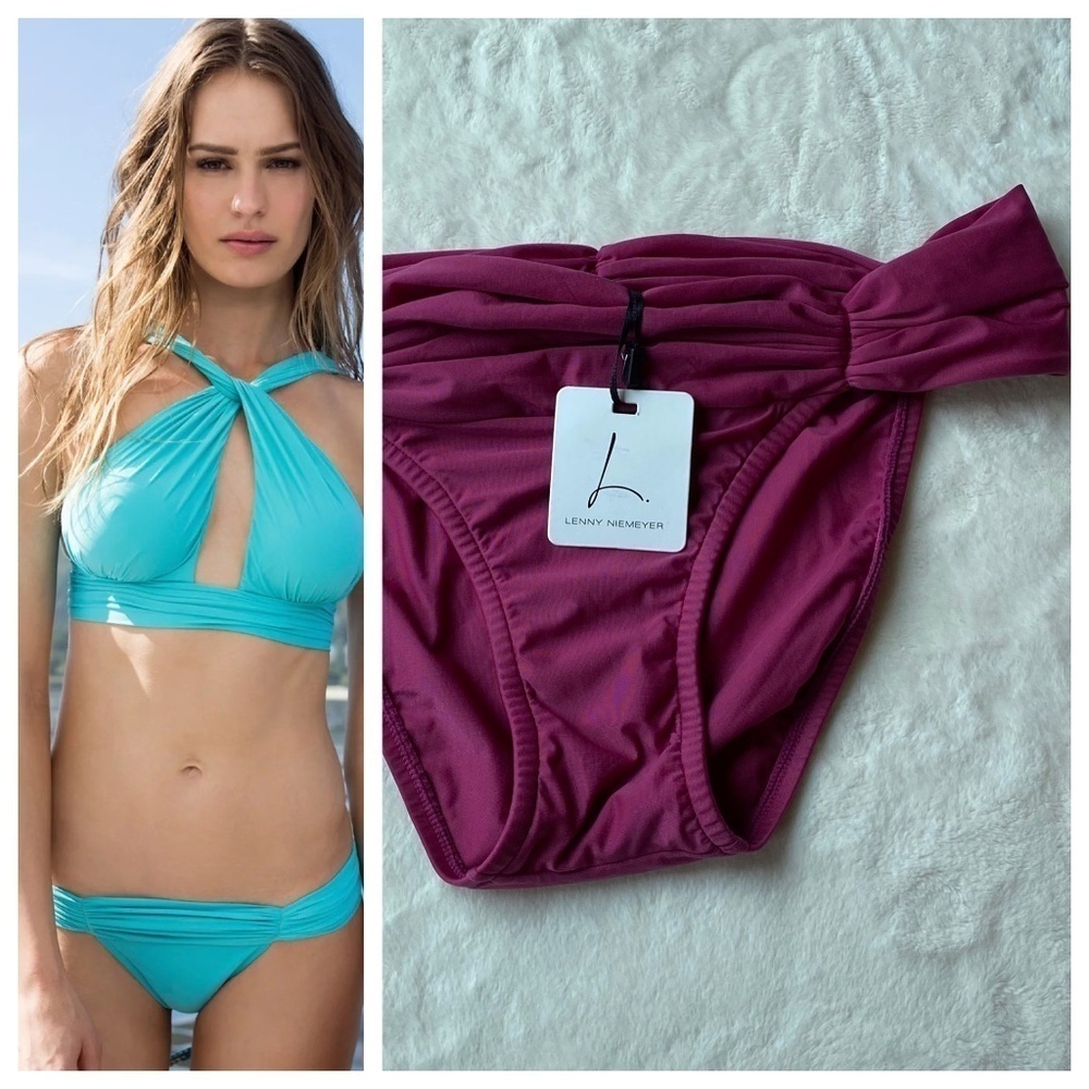 New! Lenny Niemeyer Touch New Ruched bikini bottom in Petunia 19393